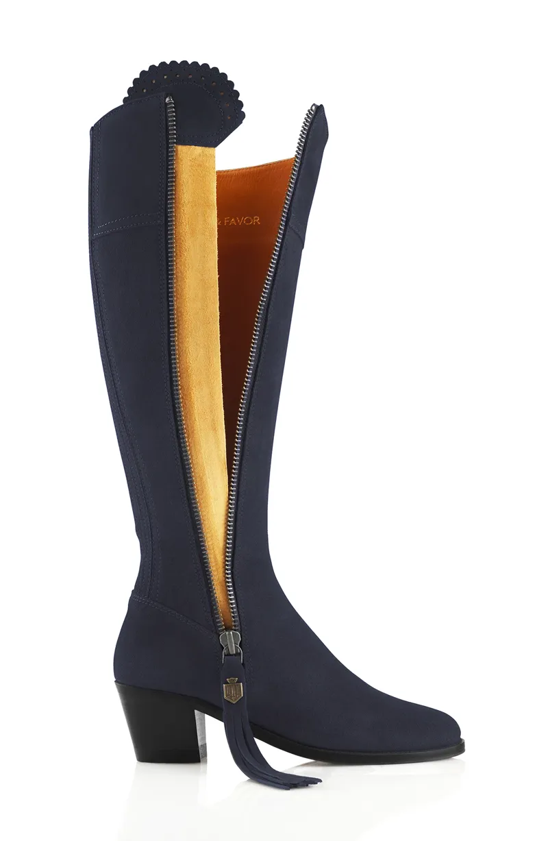 Fairfax and Favor Regina Heeled Boots Navy Suede-1